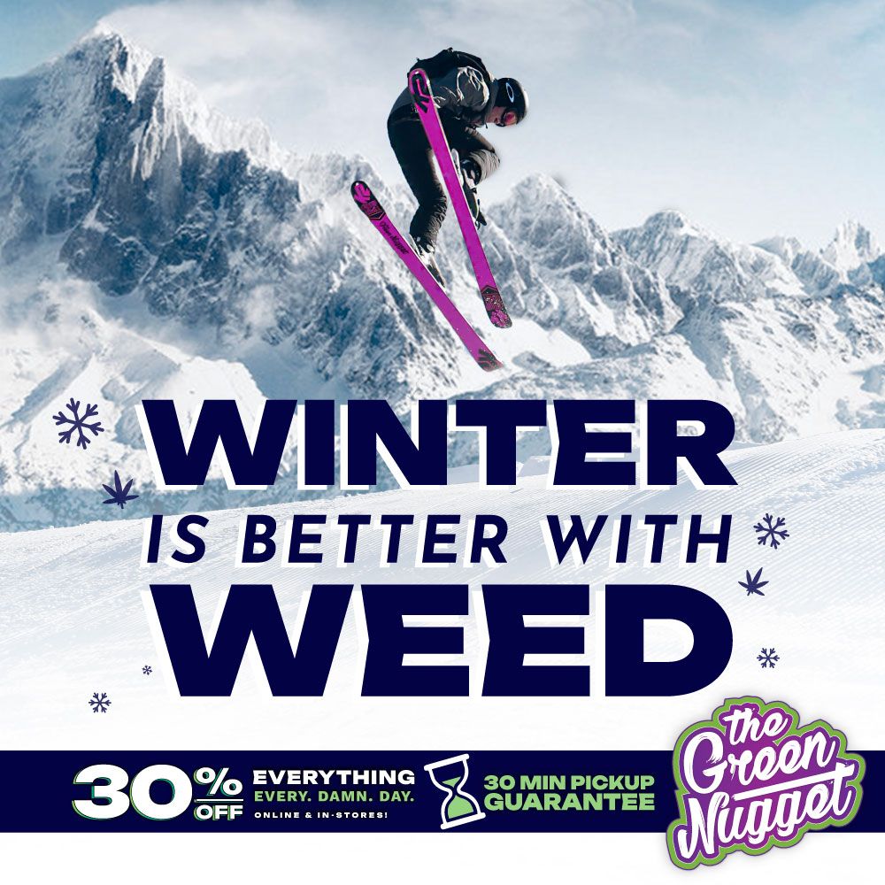 Winter Weed Dispo disposable vape battery rso live res ski snowboard snow mountain CBD THC hybrid sativa indica pacific northwest the green nugget spokane pullman mead