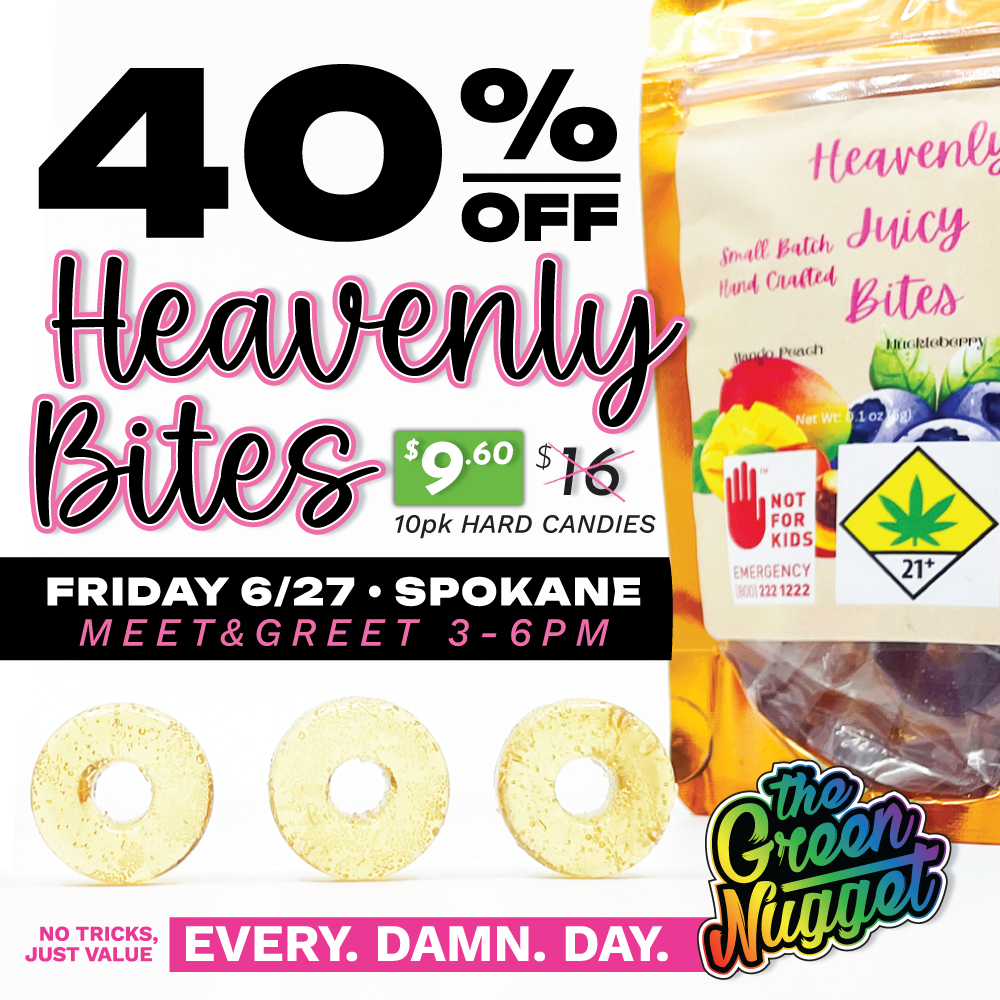 Heavenly Bites Candy candies edible infused thc cbd hybrid sativa indica dispensary open near me recreational marijuana medical cannabis the green nugget spokane pullman mead order online happy hour