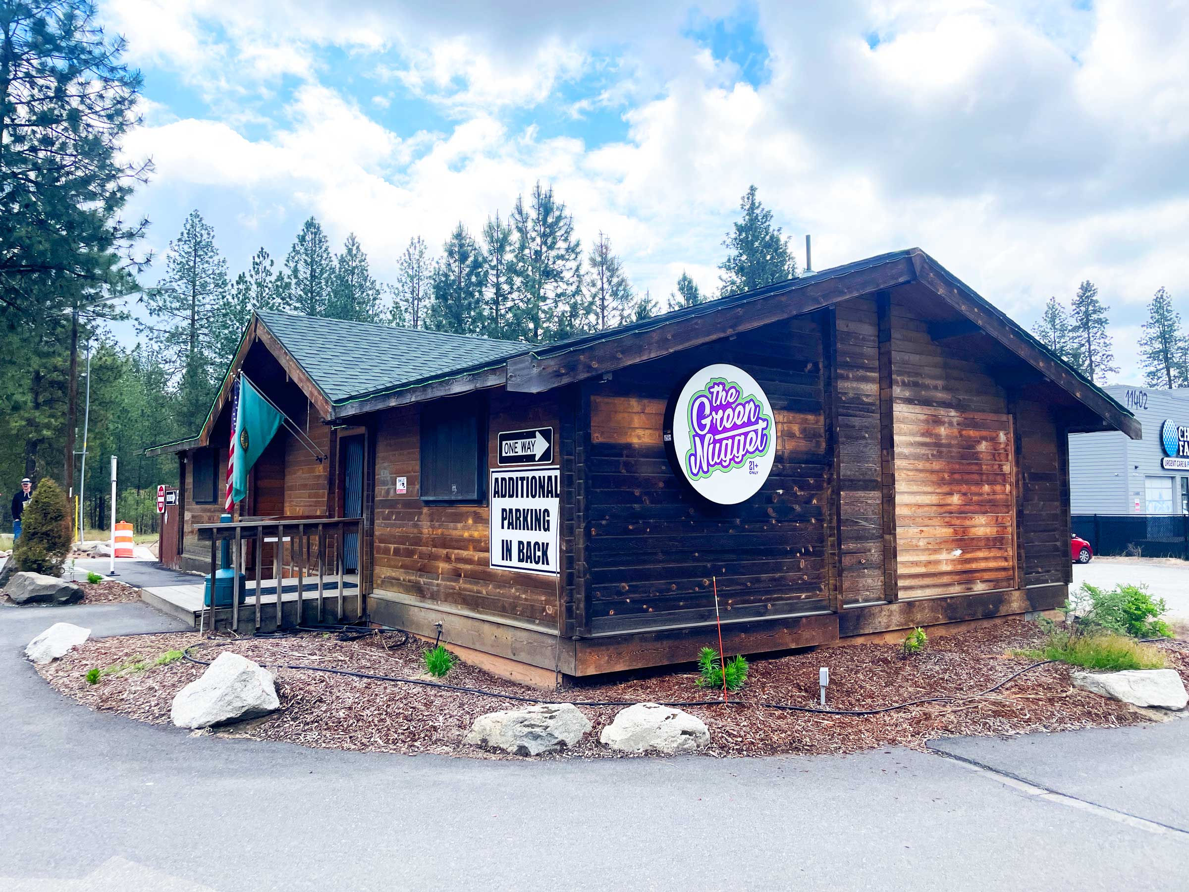 The Green Nugget Mead North Spokane Costco Cannabis dispensary cabin cannacabin canna dabbin dabbincabin flower weed pot shop medical marijuana recreational cannabis medicinal card patients thc cbd cbn cbg shop dispensary open now near me