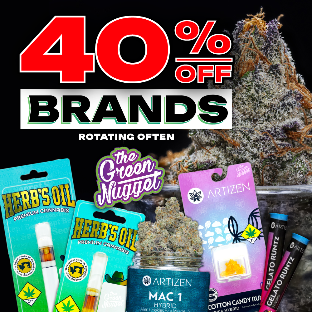 40% OFF Brands Cannabis Retailer Dispensary Dispo Marijuana Medical Recreational store pot shop weed open now near me hybrid sativa indica thc cbd canna live resin vape cartridge gummy bear runtz gelato lemon cherry wedding cake