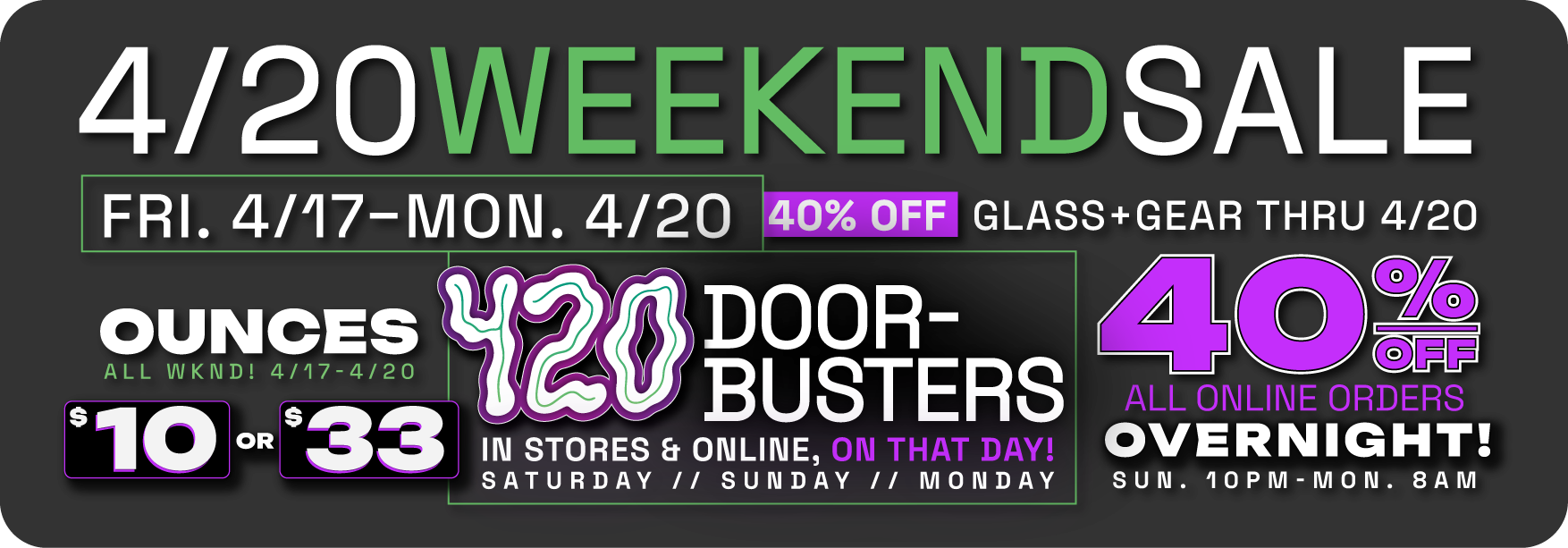 420 door buster doorbusters sale sales discount cannabis marijuana thc cbd dispensary medical recreational overnight sale 420 smoke weed pot shop open now near me