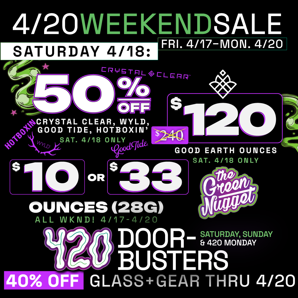 420 door buster doorbusters sale sales discount cannabis marijuana thc cbd dispensary medical recreational overnight sale 420 smoke weed pot shop open now near me