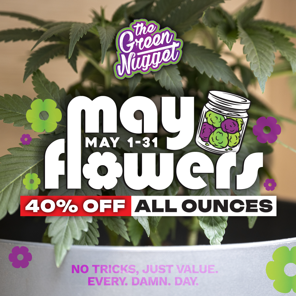 May Flower Ounce Sale Cannabis Marijuana Zip 28g Bud Weed Pot Canna 420 Smoke thc cbd hybrid sativa indica pipe bong stash bowl glass lighters BIC spokane dispensary store shop dispo near me open now recreational medical