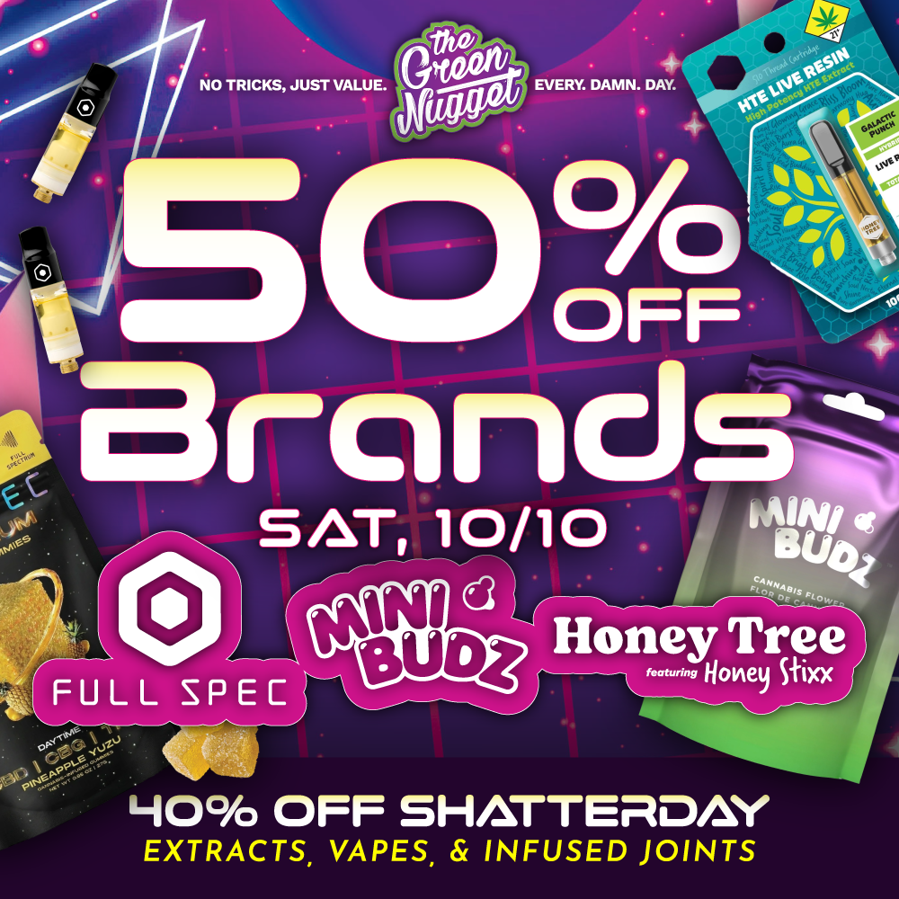 saturday brands sat weekend october cannabis store marijuana shop pot store weed thc cbd francis the green nugget spokane pullman mead hybrid sativa indica live resin bud budz honey tree full spec 
